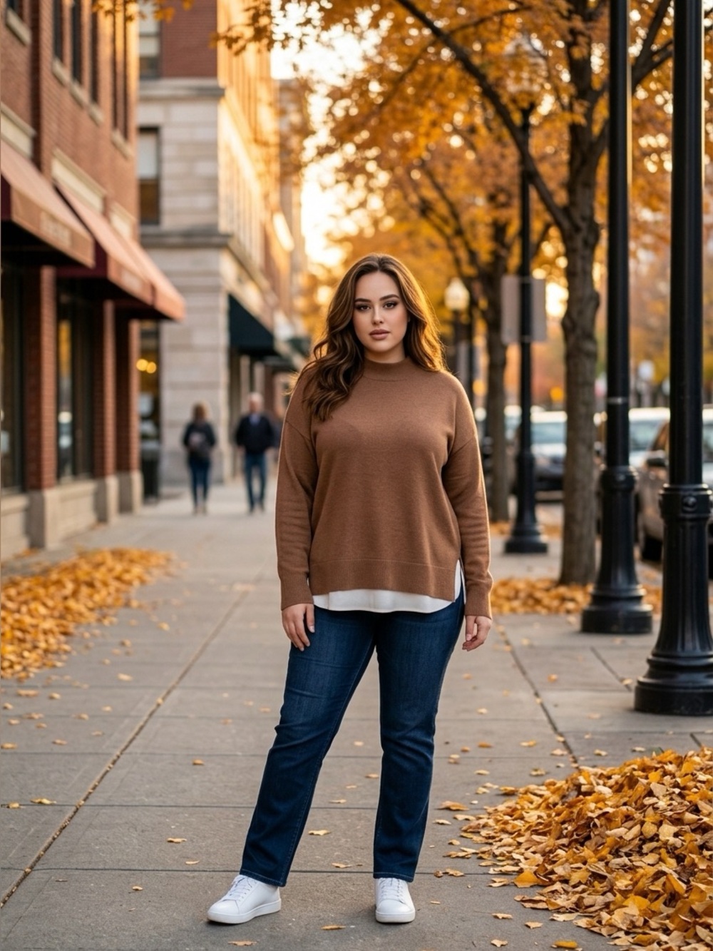 Single Thread Womens 2XL Beige Mock Neck Oversized High-Low Side Slit Sweater